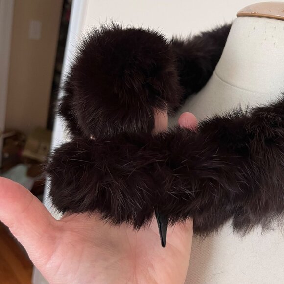 Genuine Rex Rabbit Fur Dark Brown Neck Warmer Scarf By Cejon Accessories‎ Inc. - Picture 10 of 10